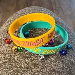Zumba Fitness Yellow and Blue Bracelet Set with Bells